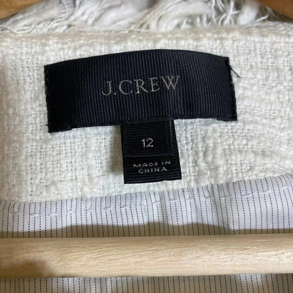 J.Crew Tweed Motorcycle Jacket with Fringe Women's 12 White Gold Career Preppy - Picture 8 of 16